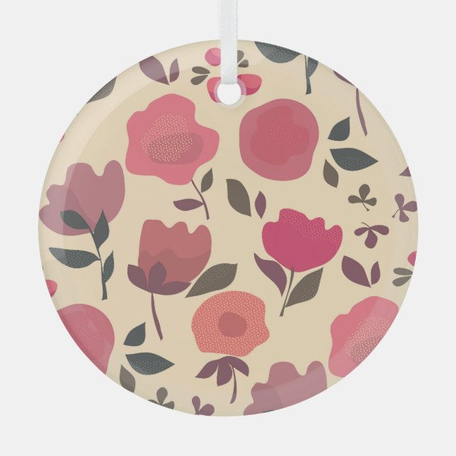 Boho Stil Staub floral Muster. Ornament Aus Glas (Vorderseite)