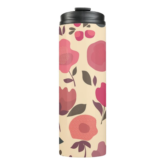 Boho Stil Staub floral Muster. Thermosbecher (Vorderseite)
