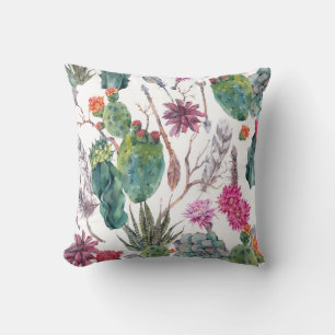 Boho-Stil, Vintage-Kaktus-Aquarell. Kissen