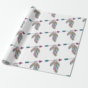 Boho-Stil Zierfedern hängend Geschenkpapier