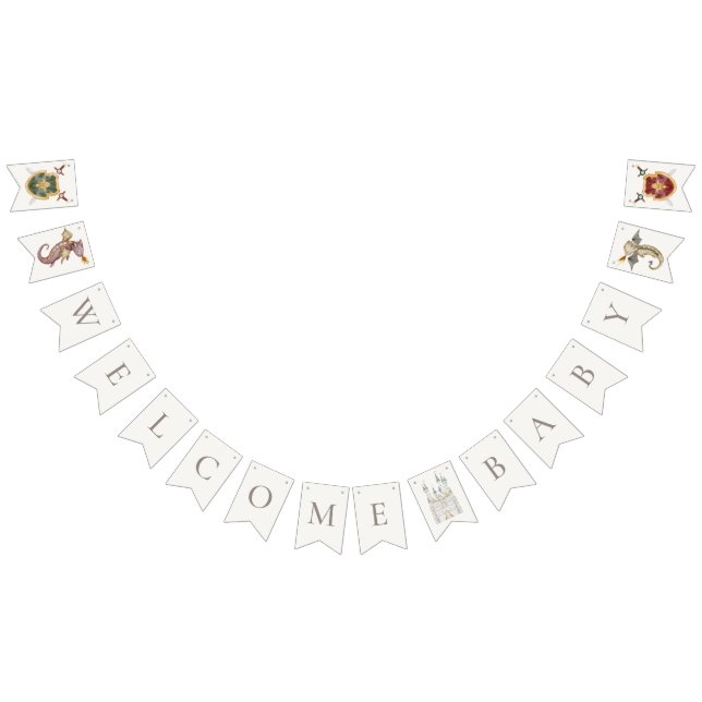 Boho Storybook Dragon Baby Dusche Willkommen Wimpelkette (Alle)