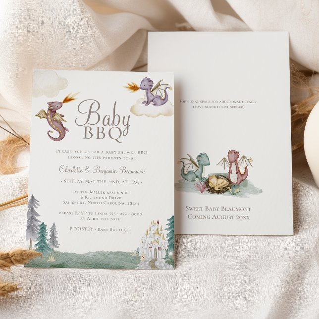 Boho Storybook Dragon Baby GRILLEN Baby Shower Einladung (Von Creator hochgeladen)