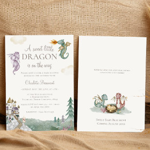 Boho Storybook Dragon Sweet Little Baby Shower Einladung
