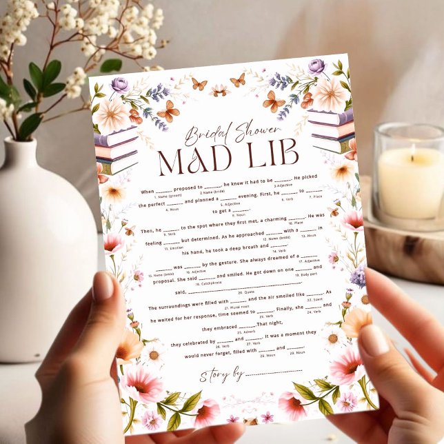 Boho Storybook Floral Mad Libs Brautparty Game (Von Creator hochgeladen)