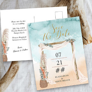 Boho-Strand-Arbor-Ziel-Hochzeit - Termin vormerken Ankündigungspostkarte
