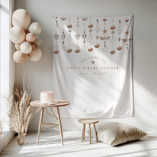 Boho-Strand-Muschel-Willkommensschild Wandteppich
