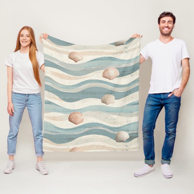 Boho-Strand-Muschelwellen Fleecedecke (Beispiel)