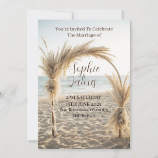 Boho-Strand-Pampasgras-Bogen-Hochzeitseinladung Einladung