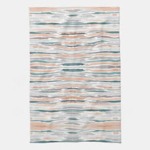 Boho StrandWatercolor Stripes aquamariner Geschirrtuch