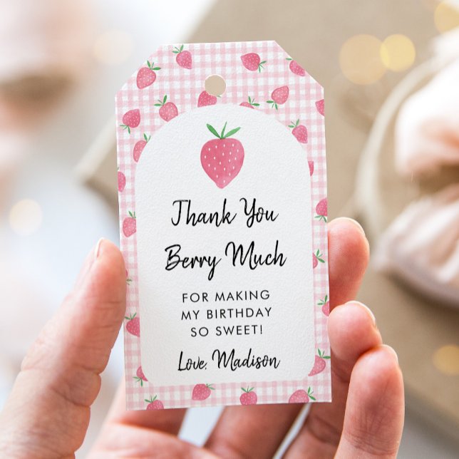 Boho Strawberry Berry Sweet Birthday Geschenkanhänger (Von Creator hochgeladen)