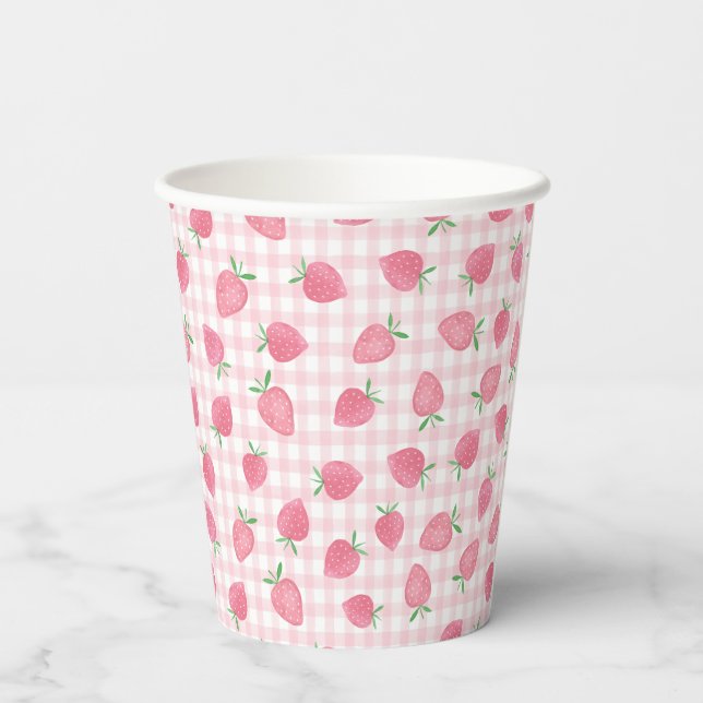 Boho Strawberry Berry Sweet Birthday Pappbecher (Rückseite)