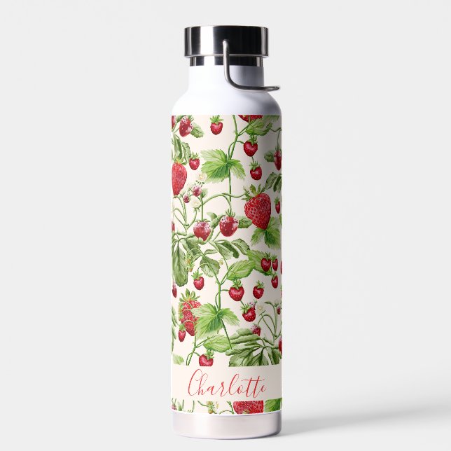 Boho Strawberry Fruit Greenery Personalisierter Na Trinkflasche (Links)