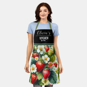 Boho Strawberry Schürze - Personalisiertes Blumend