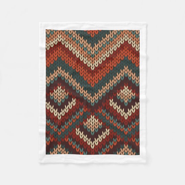 Boho-Strickmuster Winter-Wurfdecke Fleecedecke (Vorderseite)