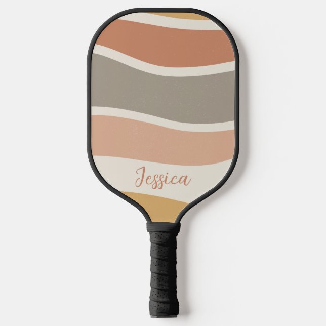 Boho Strip Pattern Individuelle Name Pickleball Pa Schläger (Vorderseite)