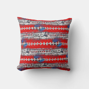 Boho Stripe 4. Juli Red White und Blue Kissen