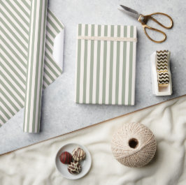 Boho Stripe Striped Neutral Minimalist Beige Sage Geschenkpapier