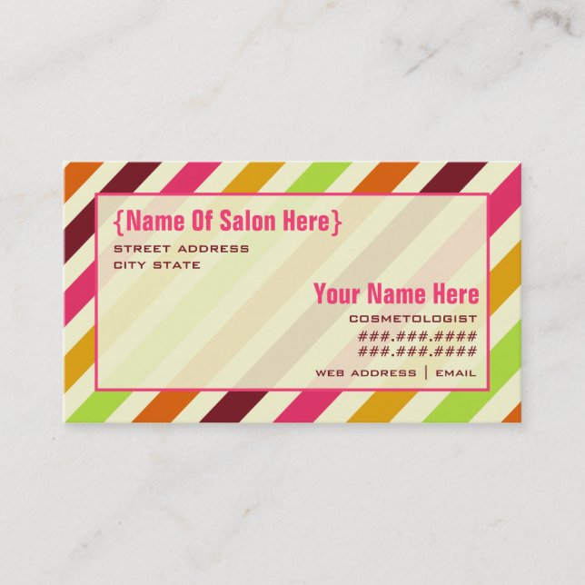 Boho Stripes Cosmetologist-Salon-Verabredung Terminkarte (Vorderseite)