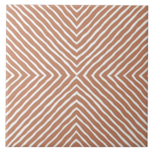 Boho Stripes Pattern (Terracotta und Weiß) Fliese