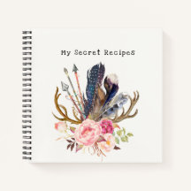 Boho Style anpassbare Rezepte SpiralNotebook