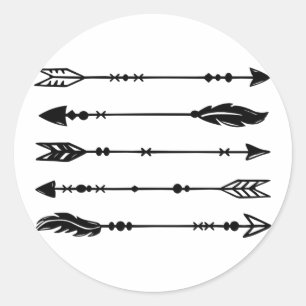 Boho Style Arrows Black & White Runder Aufkleber