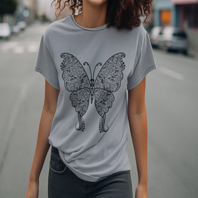 Boho-Style bedrückte Schmetterling T-Shirt (Boho-Style Distressed Butterfly T-Shirt)
