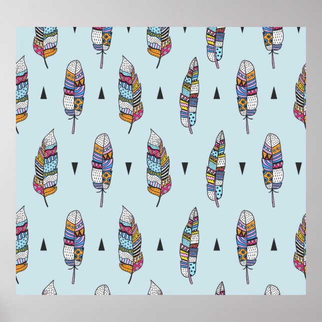 Boho Style Feather Hand Drawn Poster (Vorne)
