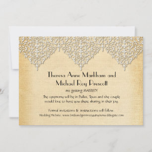 Boho-Style mit Kunst-Burlap und Spitze, moderne Zi Save The Date