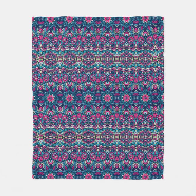 Boho Style Pink Fleece Blanket (Vorderseite)