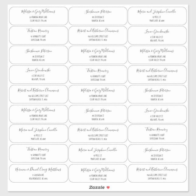 Boho Style Script Letters Guest Address Aufkleber (Blatt)