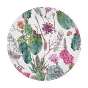 Boho Style, Vintag Cactus Watercolor. Schneidebrett