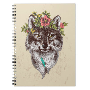 Boho Style Wolf Halo Portrait Notizblock
