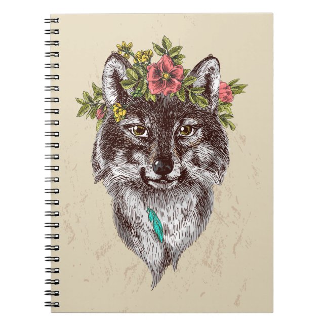 Boho Style Wolf Halo Portrait Notizblock (Vorderseite)