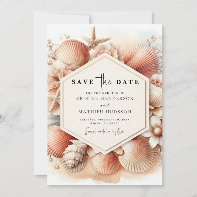 Boho Stylish Beach Wedding Save The Date (Vorderseite)