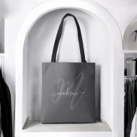 Boho Stylish Script Monogram und Name in Grau