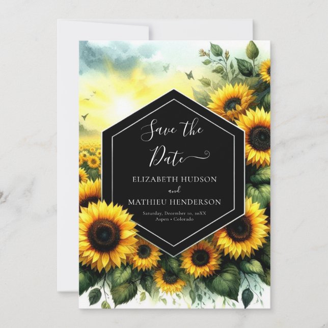 Boho Stylish Sunflower Wedding Save The Date (Vorderseite)