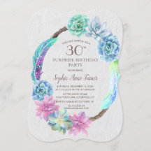 Boho Succulent Cactus Wreath 30. Geburtstag Party