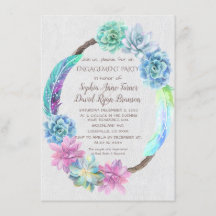 Boho Succulent Cactus Wreath Engagement Party