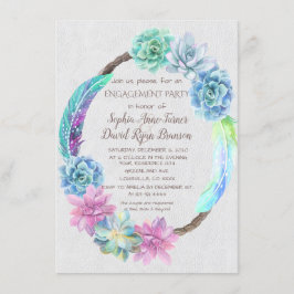 Boho Succulent Cactus Wreath Engagement Party Einladung