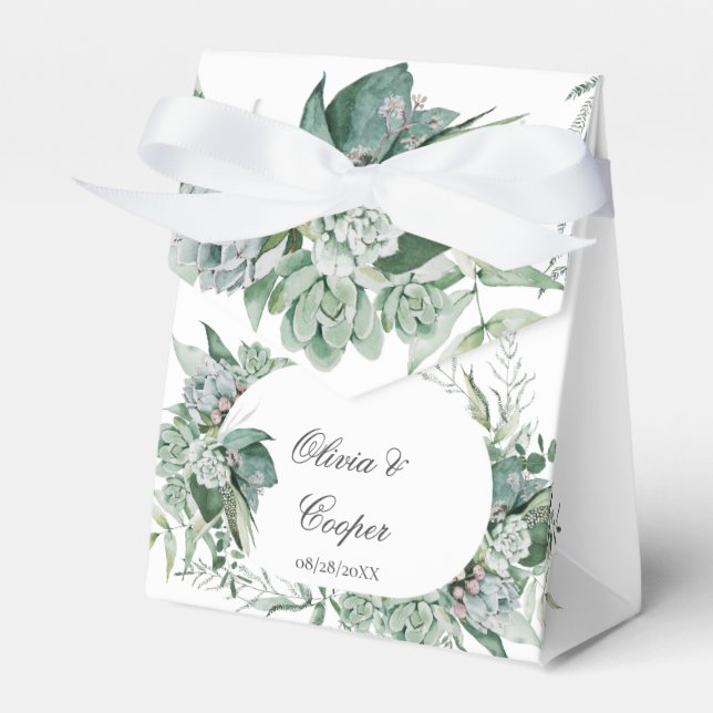 Boho Succulent Greenerity Wedding Geschenkschachtel (Vorderseite)