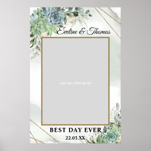 Boho Succulents eucalyptus gold Hochzeitscreme Fot Poster