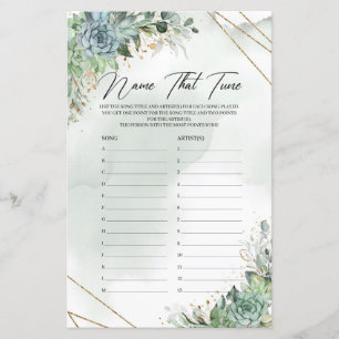 Boho succulents eucalyptus gold Name that Tune