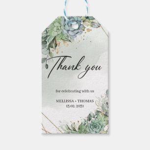 Boho succulents eucalyptus gold Wedding Gift Tags Geschenkanhänger