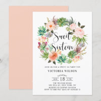 Boho Succulents Floral Wreath 16 . Geburtstag Part