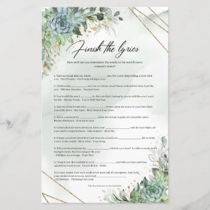 Boho succulents grünes Gold Finish the Lyric