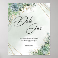 Boho succultus eucalyptus gold Date Jar Game (Spie