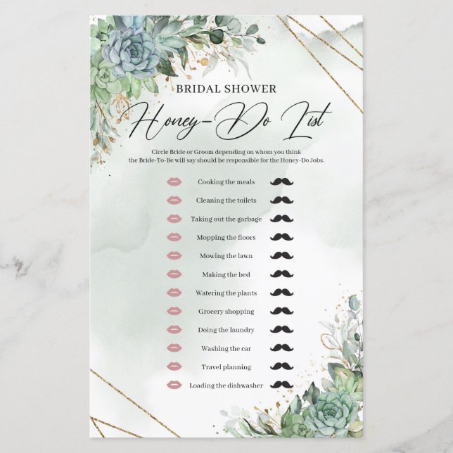 Boho succultus eucalyptus gold Honey-Do List (Vorderseite)