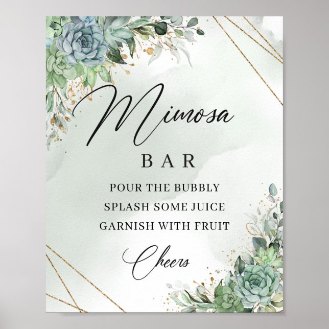 Boho succultus eucalyptus gold mimosa Bar Poster (Vorne)