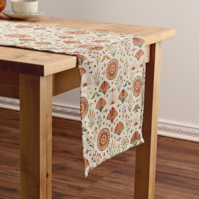 Boho-Südwestliches Sonnenstrahl-Blumenmuster Kurzer Tischläufer (Beispiel)