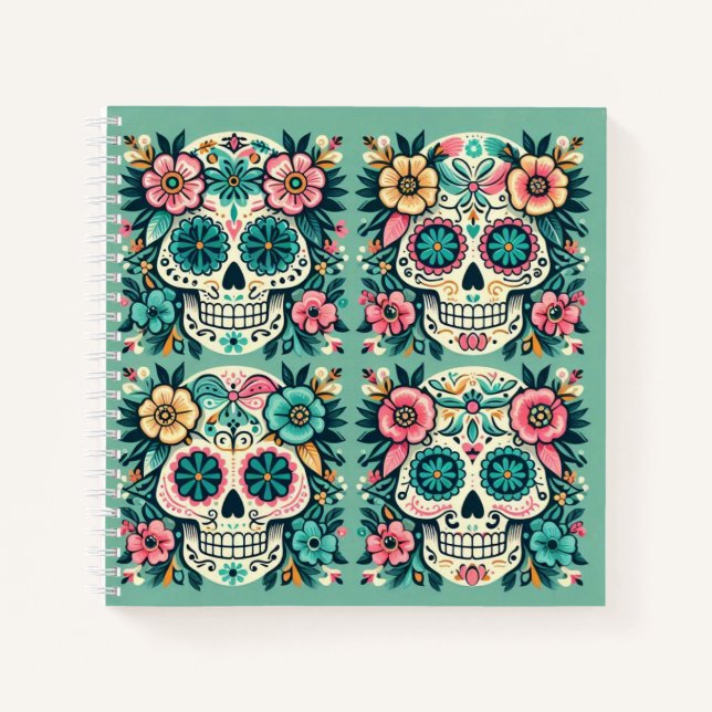 Boho SugarSkulls Notizbuch (Vorderseite)